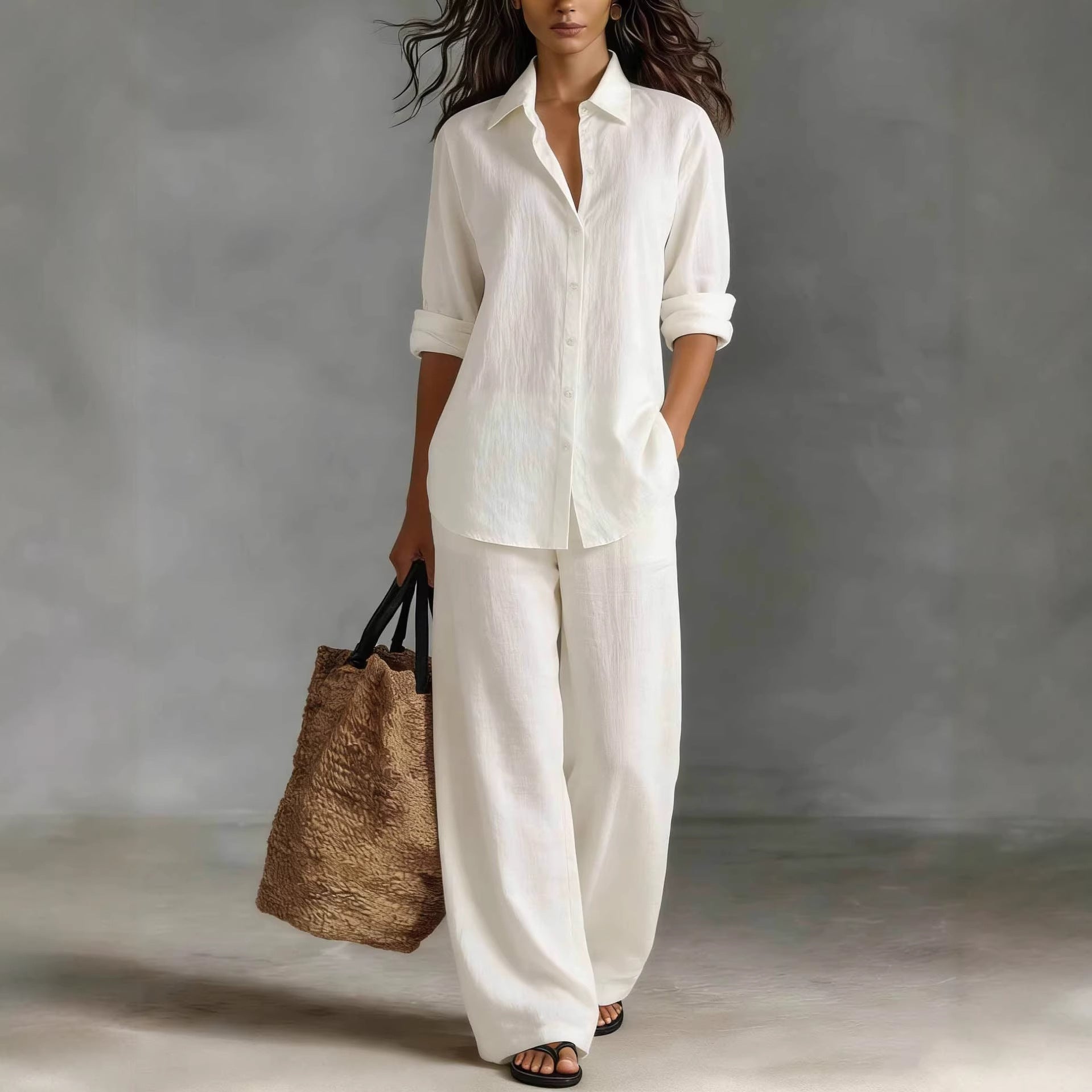 Women's Bohemian Cotton-Linen Top & Pants Set — Resort Lounge Co-ord