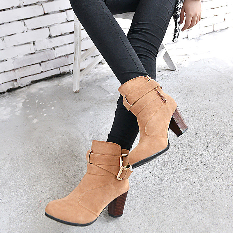 Women's Suede Platform Ankle Boots – Warm Zipper Martin Heels
