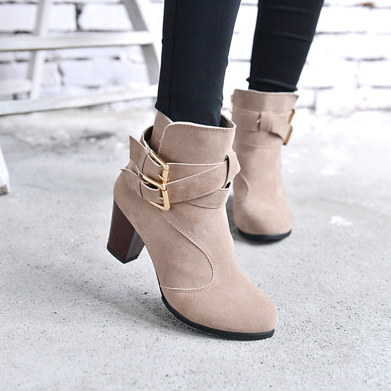 Women's Suede Platform Ankle Boots – Warm Zipper Martin Heels