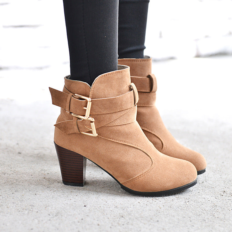 Women's Suede Platform Ankle Boots – Warm Zipper Martin Heels