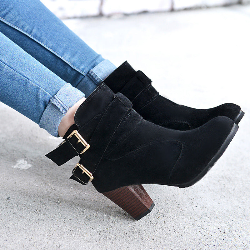 Women's Suede Platform Ankle Boots – Warm Zipper Martin Heels