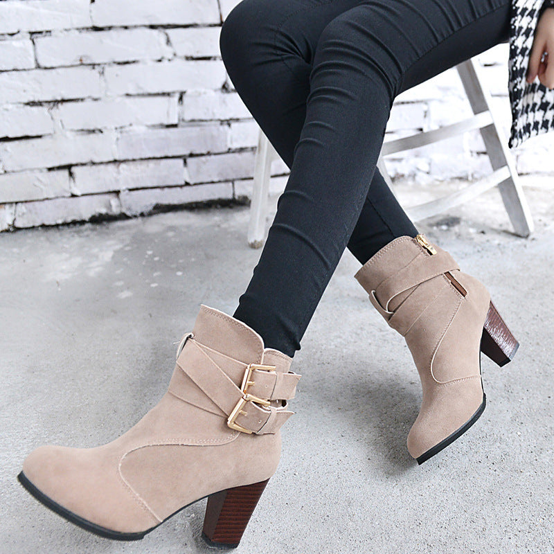 Women's Suede Platform Ankle Boots – Warm Zipper Martin Heels