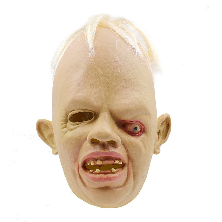 Horror One-Eyed Zombie Joker Halloween Mask | Yellow Latex Full-Head Mask for Adults