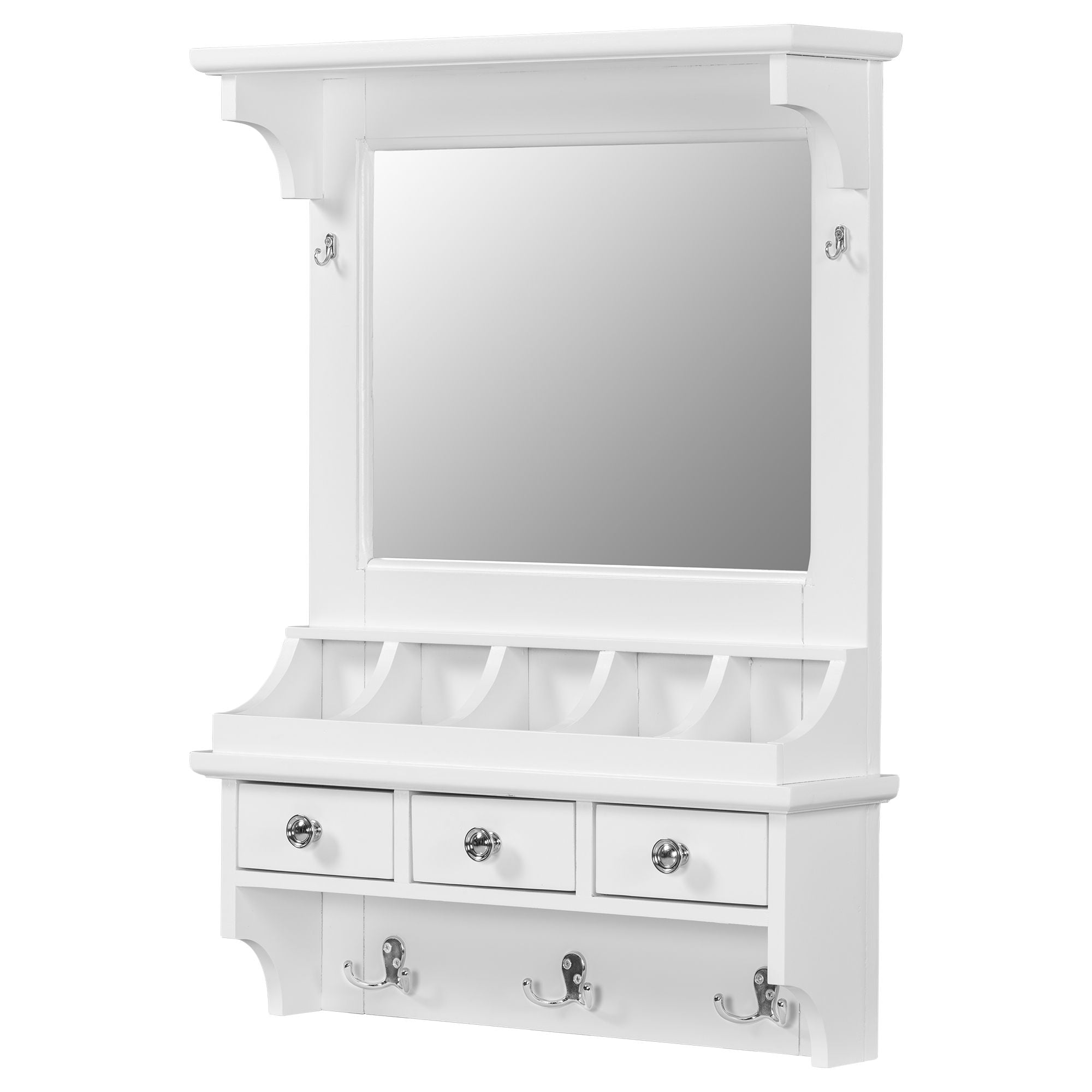 Floating Makeup Vanity with Mirror | Wall-Mounted Storage Organizer – White