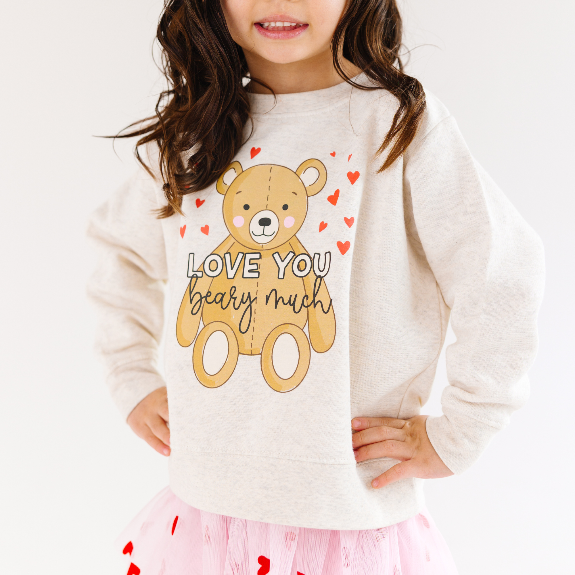 Love You Beary Much Kids Crewneck Sweatshirt – Toddler & Youth Pullover
