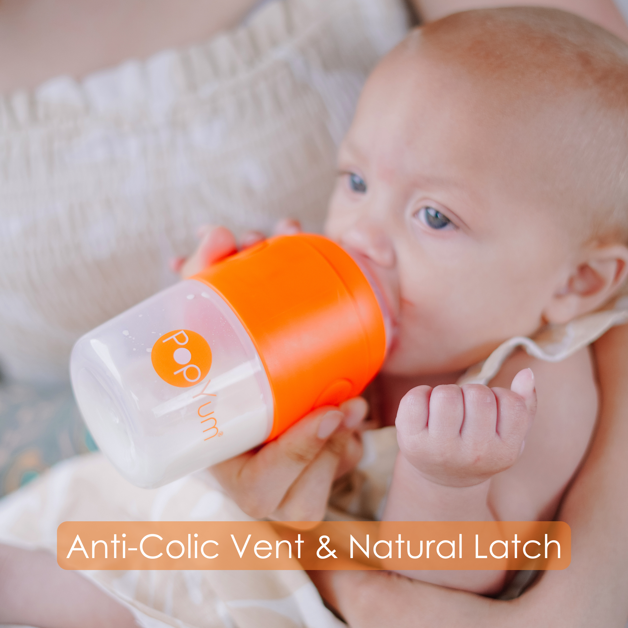 PopYum Orange Formula Making Baby Bottle 4-Pack Set with White Drying Rack Bundle
