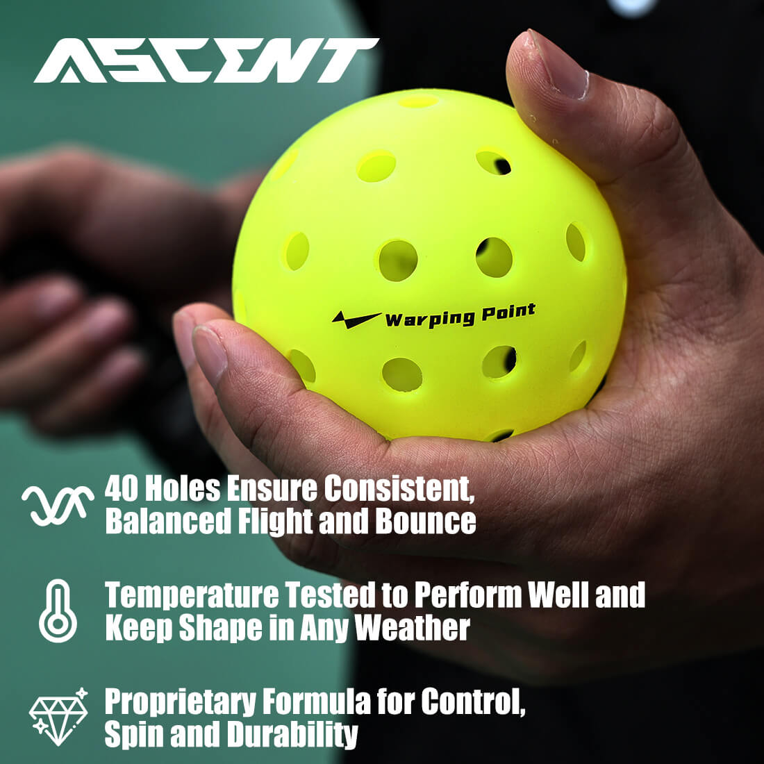 Ascent Tournament Pickleballs | USAPA-Certified Outdoor Pickleball Set (12-Pack)