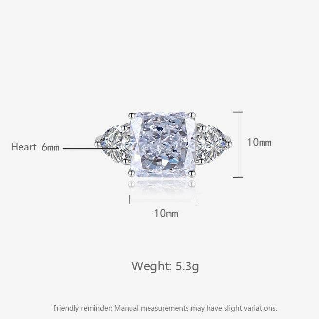 Ice Flower Cut CZ Adjustable Ring | Heart Side Stones, Blue & Green
