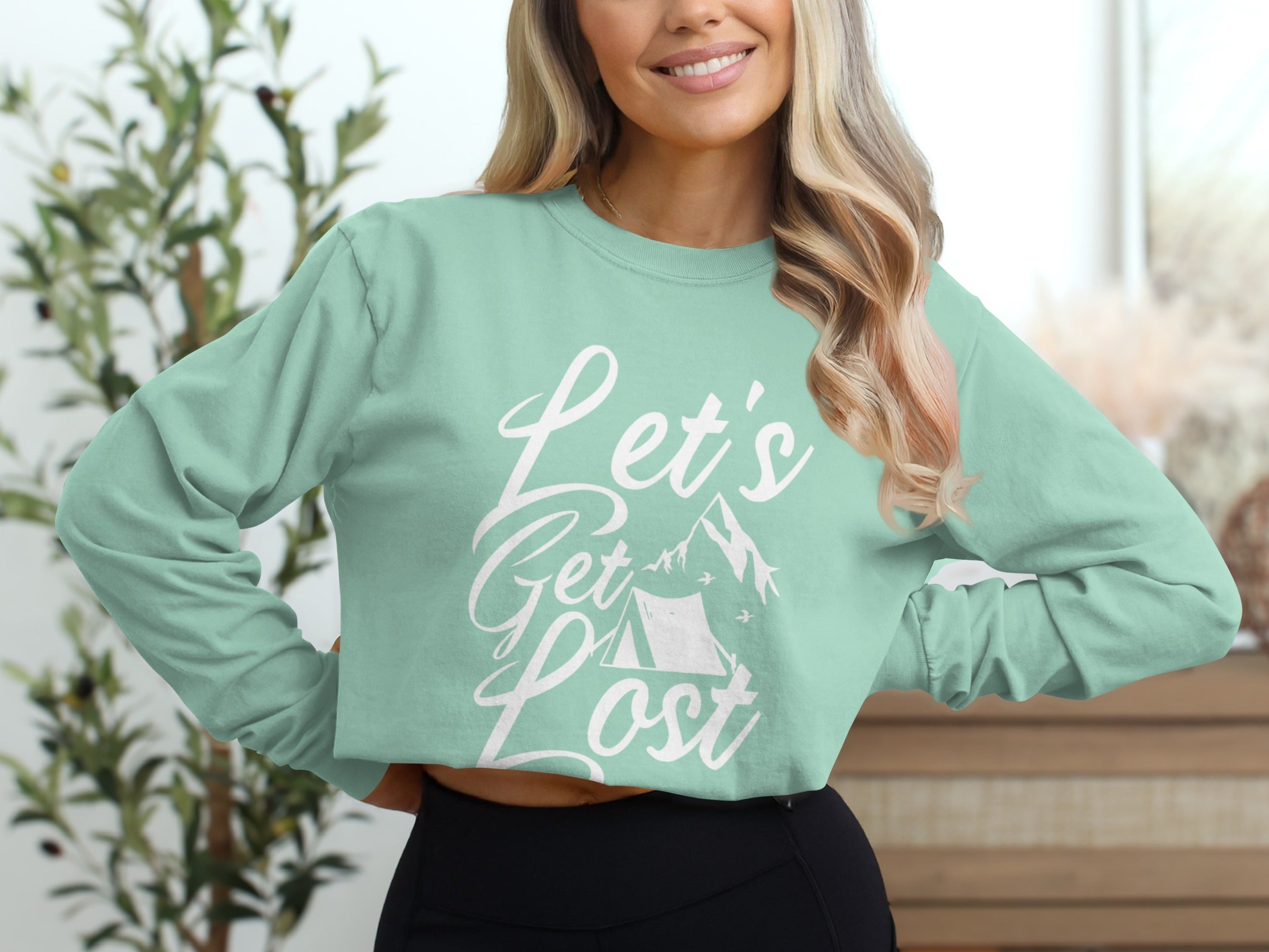 Lets Get Lost Camp Tent Design on Adventure Sweatshirt