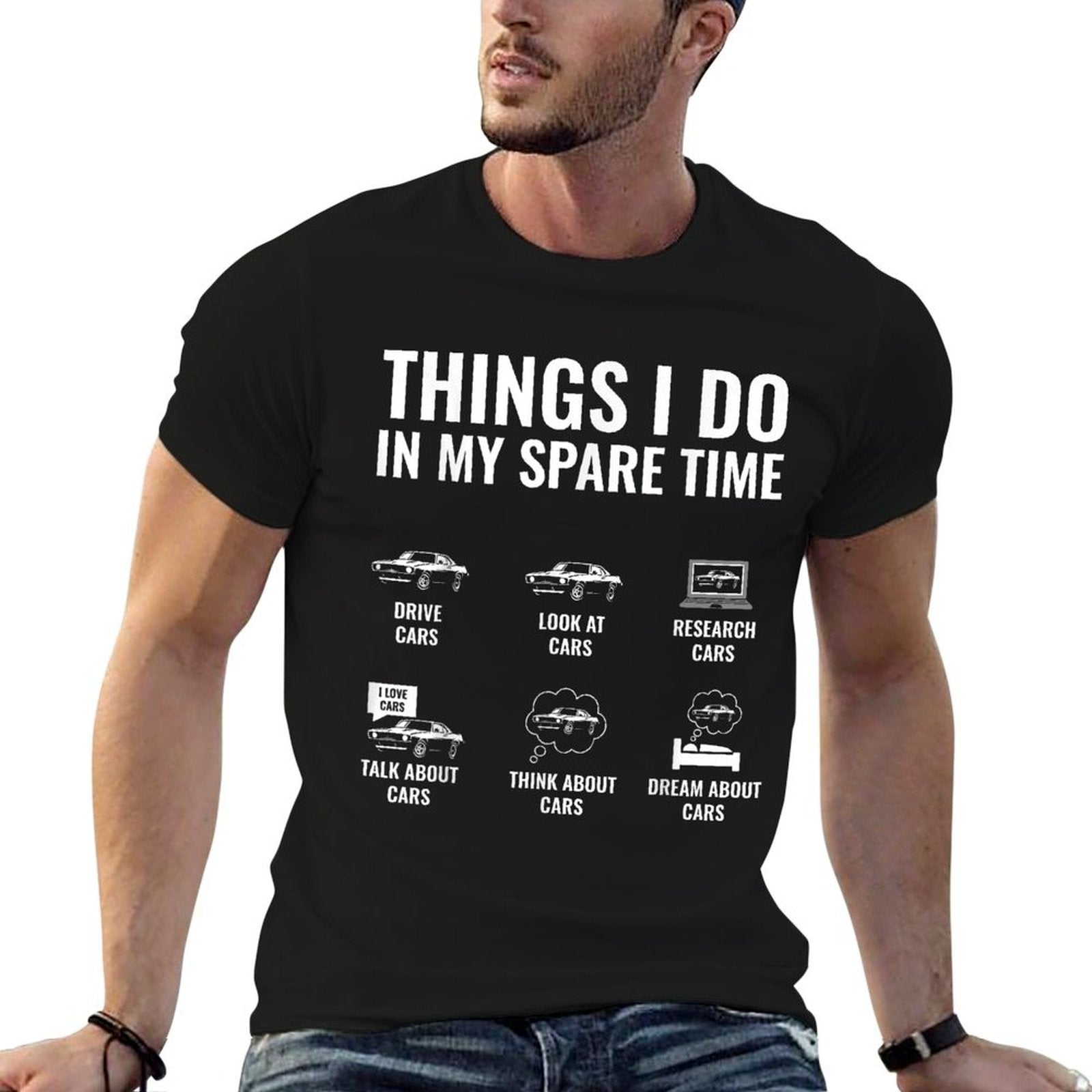 "Things I Do In My Spare Time" Funny Car Enthusiast T-Shirt – Premium 180GSM Cotton