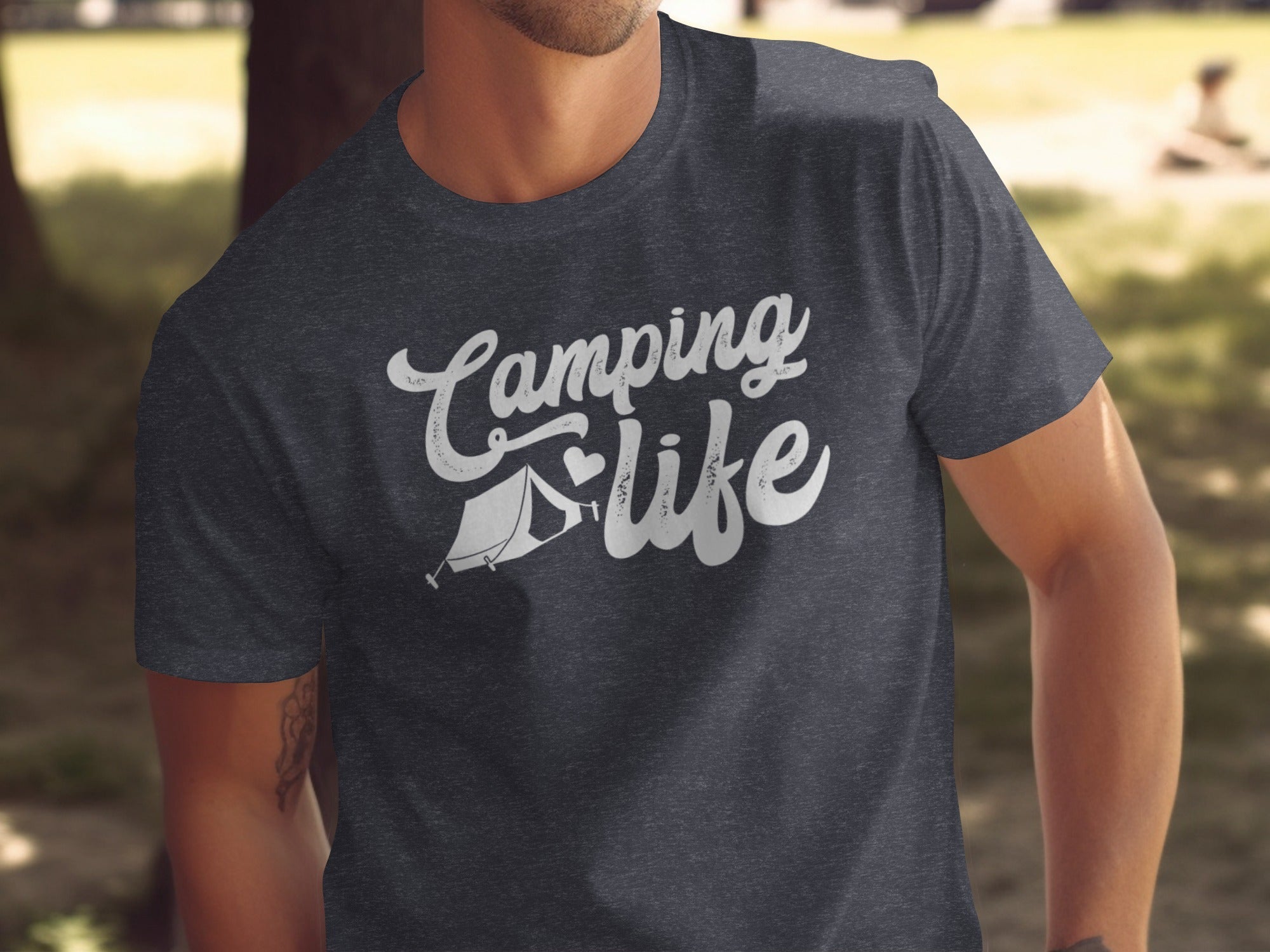 Camping Is Life with Tent & Heart Design T-Shirt