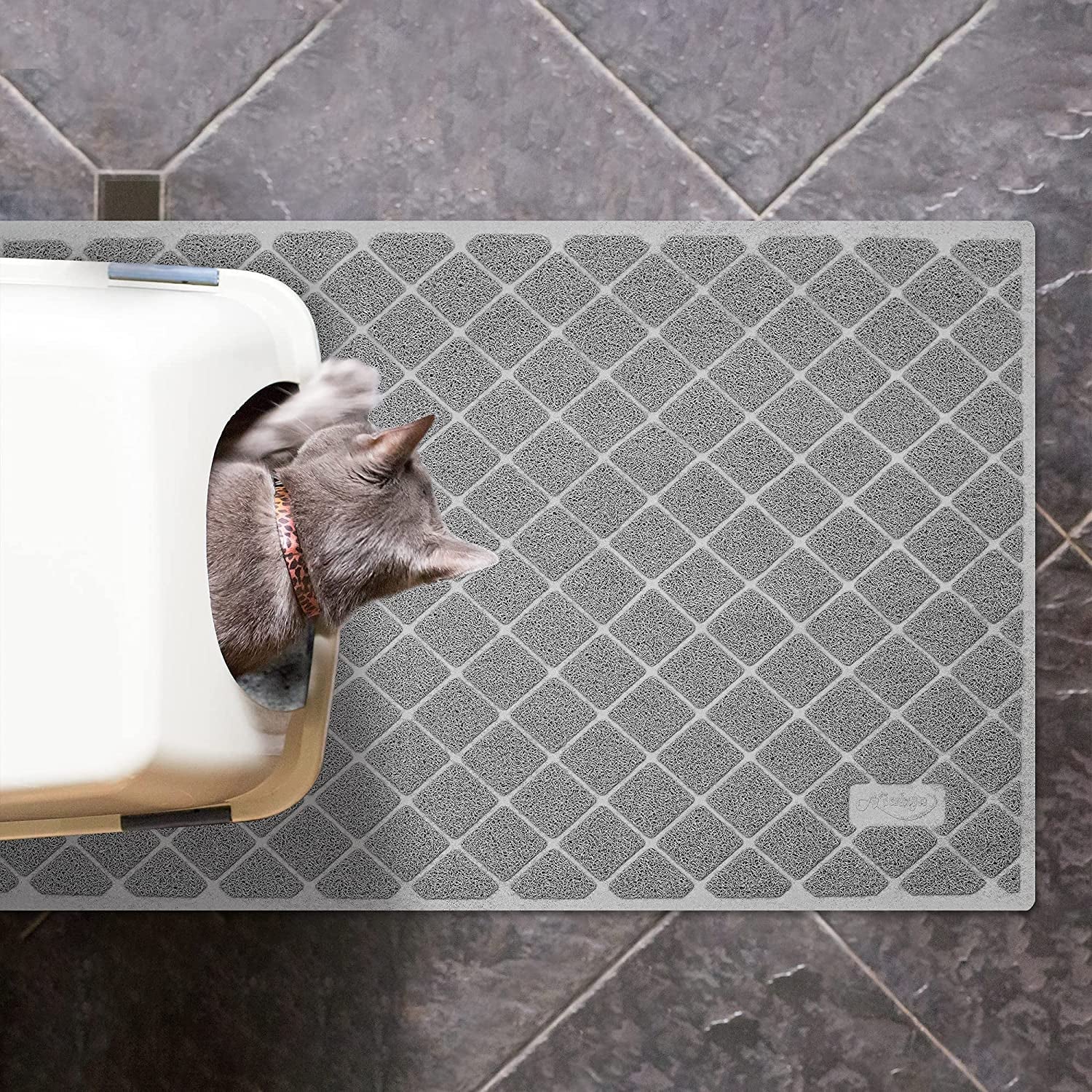 Niubya Large Cat Litter Mat | Waterproof, Non-Slip, Dual-Layer Trapping