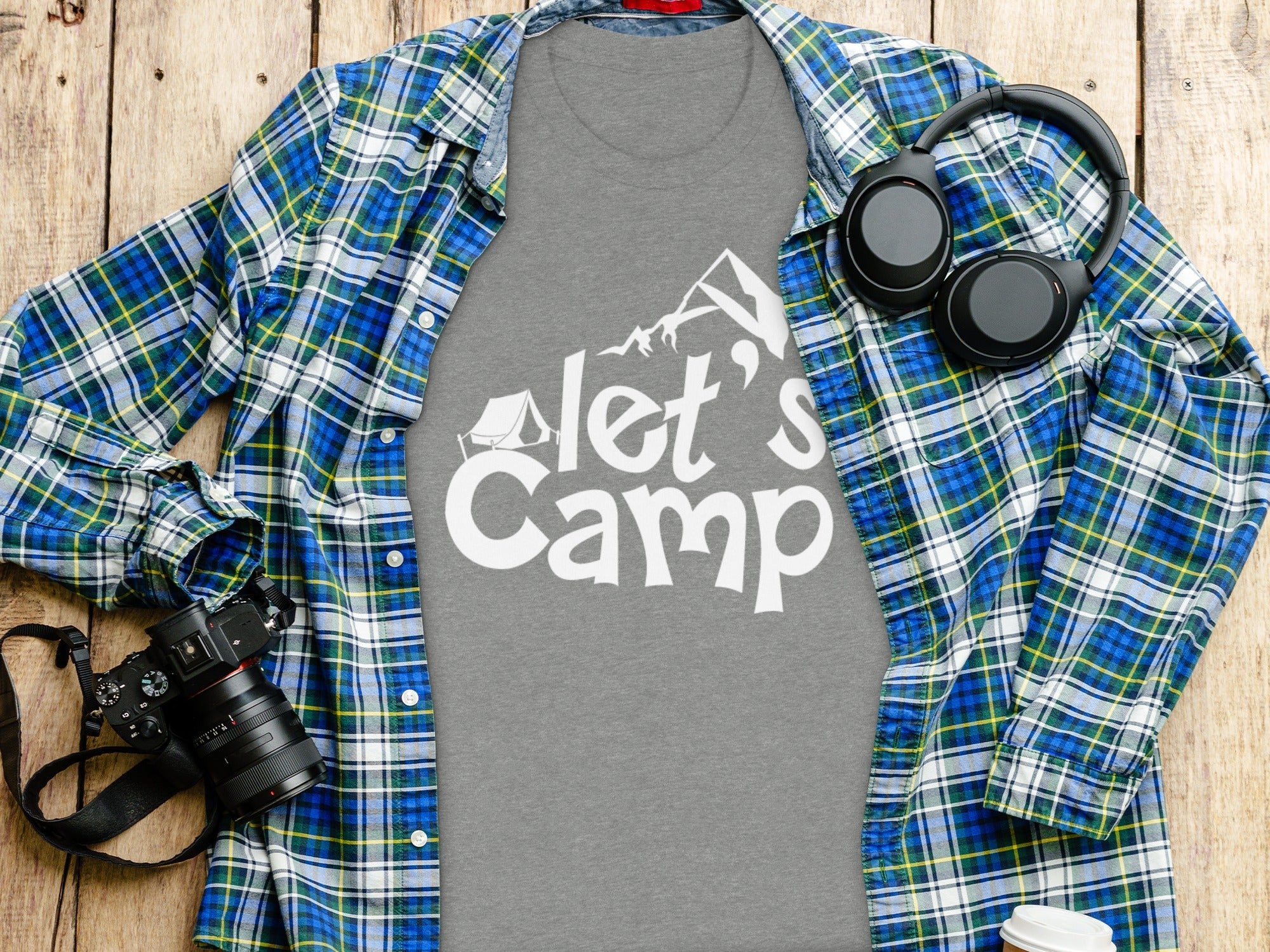 Let's Camp with Tent & Mountain T-Shirt