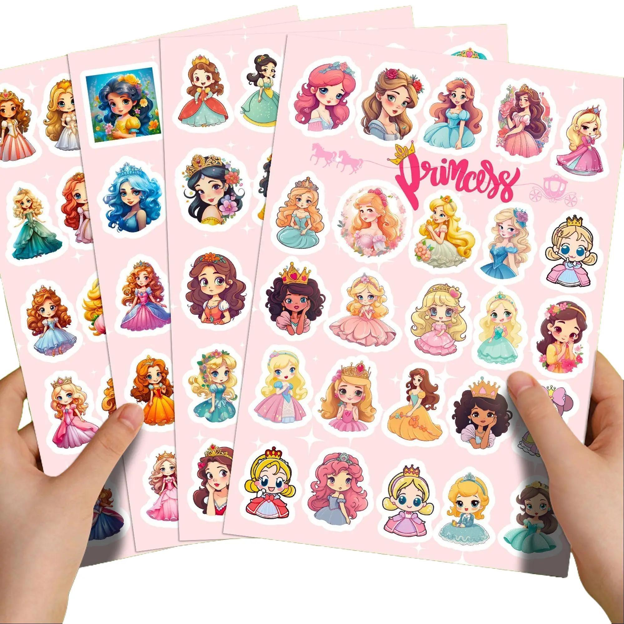 Sticker sheets with princess characters held by a person