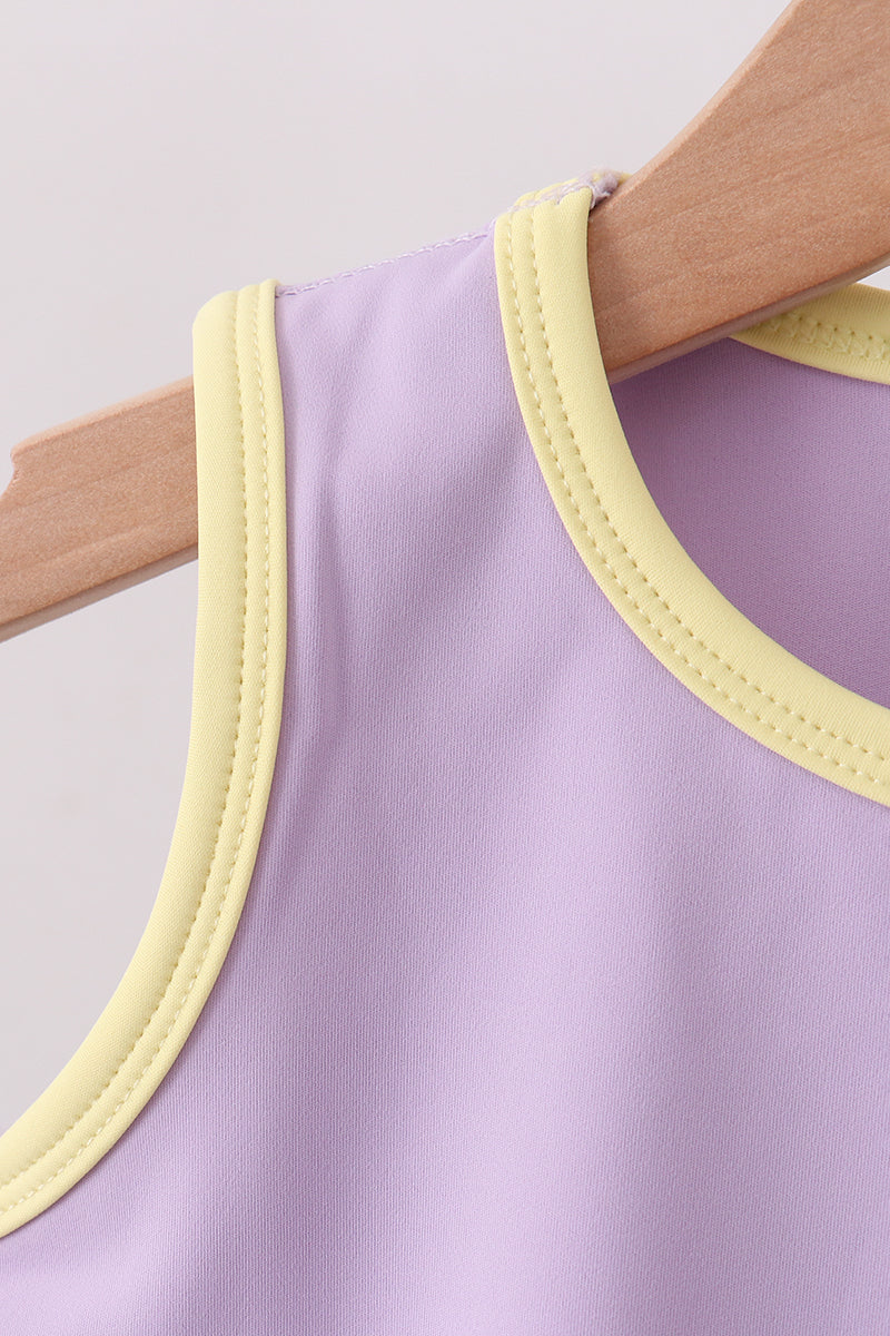 Girls Lavender Performance Scalloped Skorts Set – Athletic 2-Piece Outfit