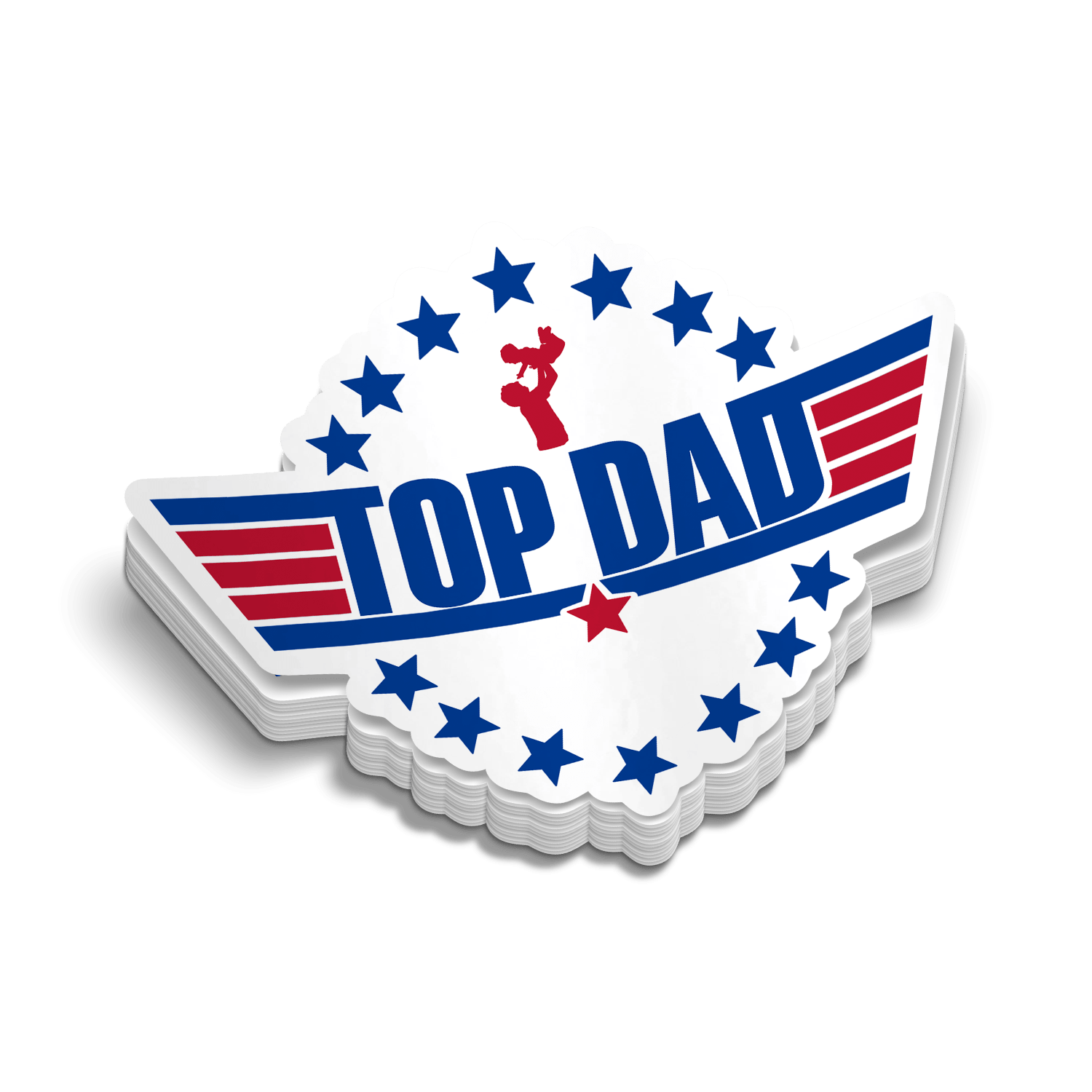 Decorative sign with 'Top Dad' text and star designs on a green background