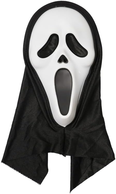 White mask with black hood on a white background