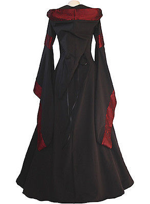 Black dress with red accents on a white background