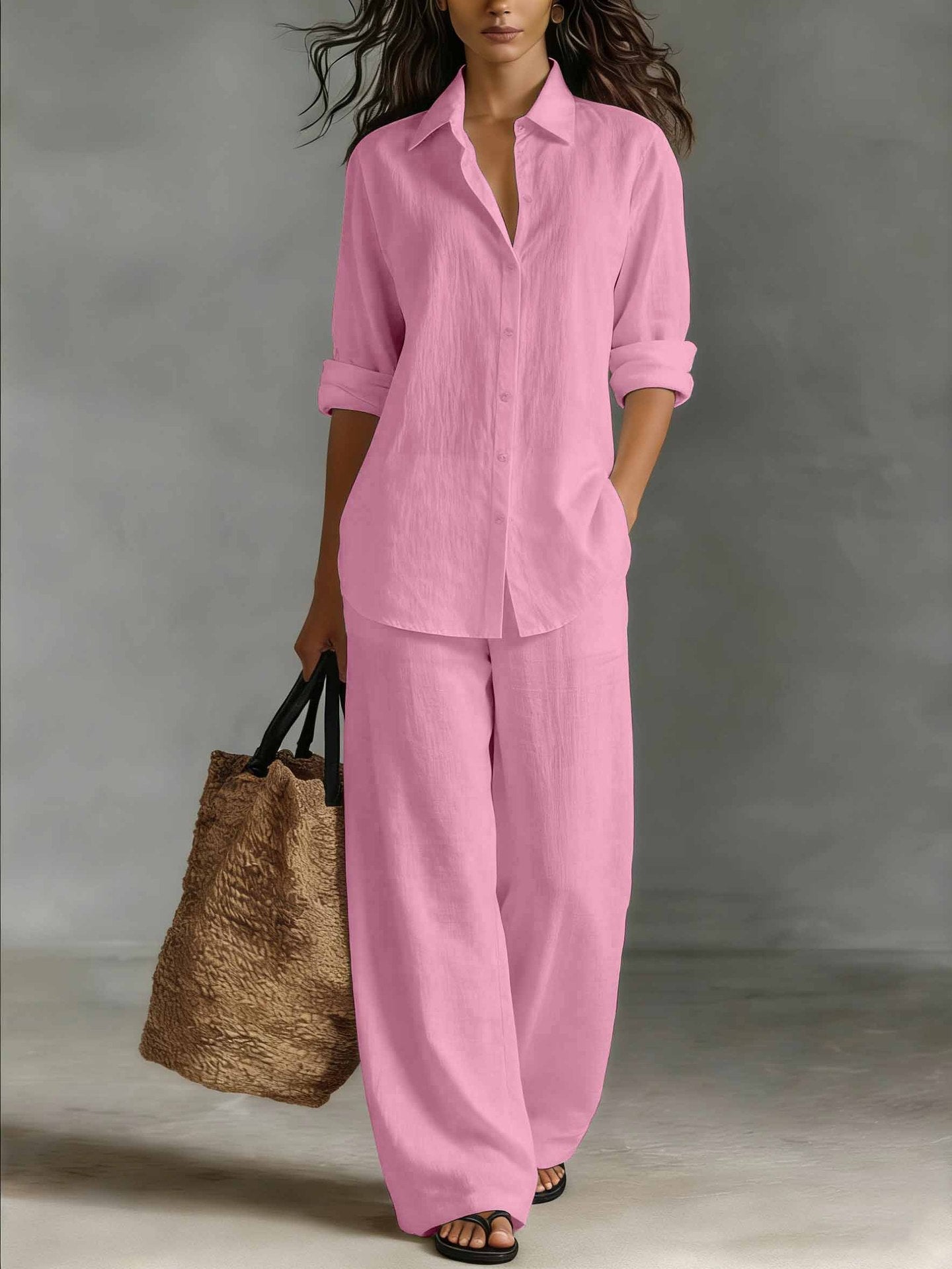 Women's Bohemian Cotton-Linen Top & Pants Set — Resort Lounge Co-ord