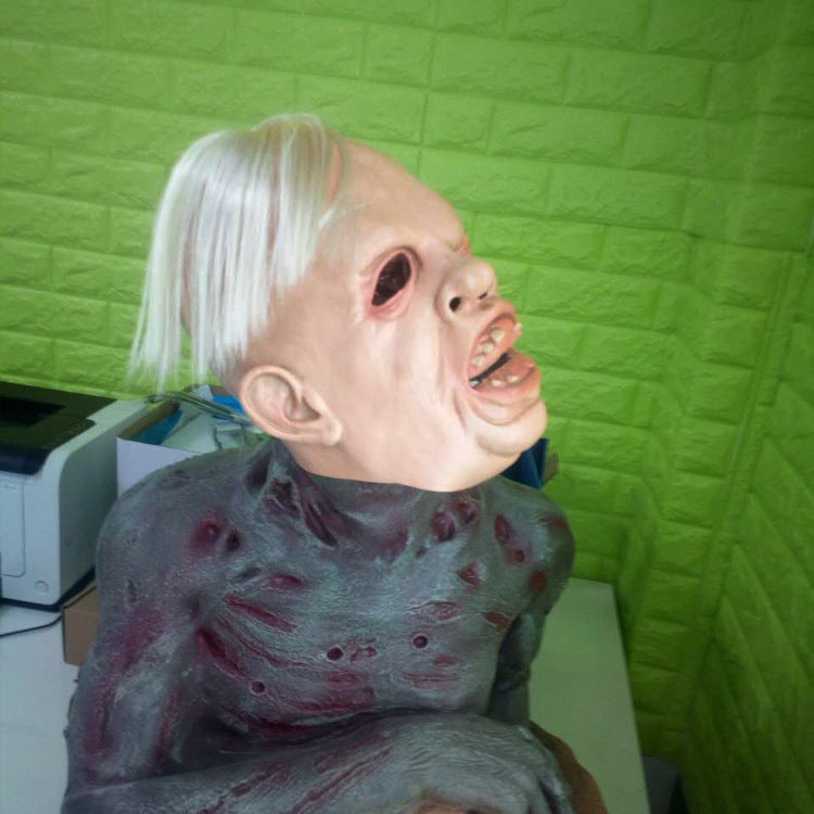 Horror One-Eyed Zombie Joker Halloween Mask | Yellow Latex Full-Head Mask for Adults