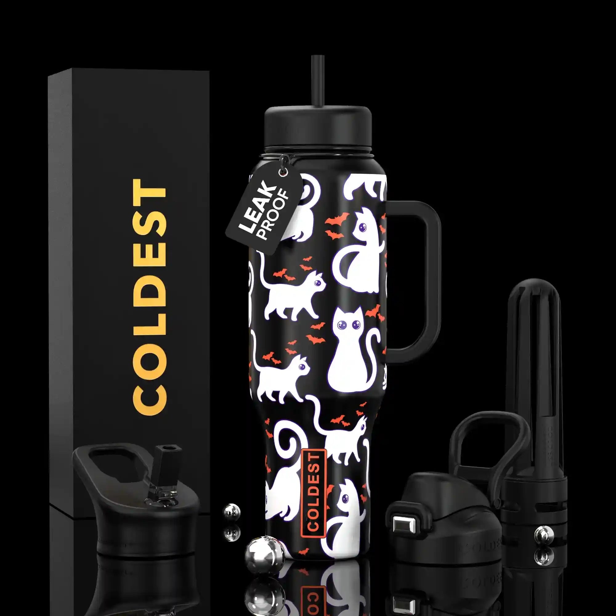 COLDEST 46oz Limitless™ Wasserflasche — 36+ Stunden kalt, 3 Deckel, Becherhalterfreundlich
