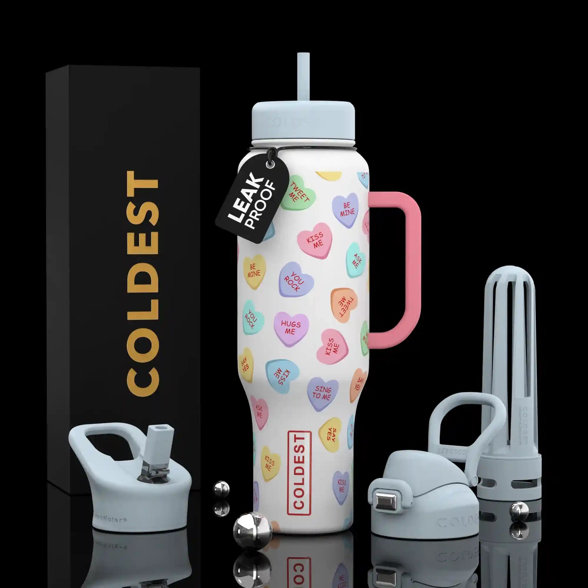 COLDEST 46oz Limitless™ Wasserflasche — 36+ Stunden kalt, 3 Deckel, Becherhalterfreundlich