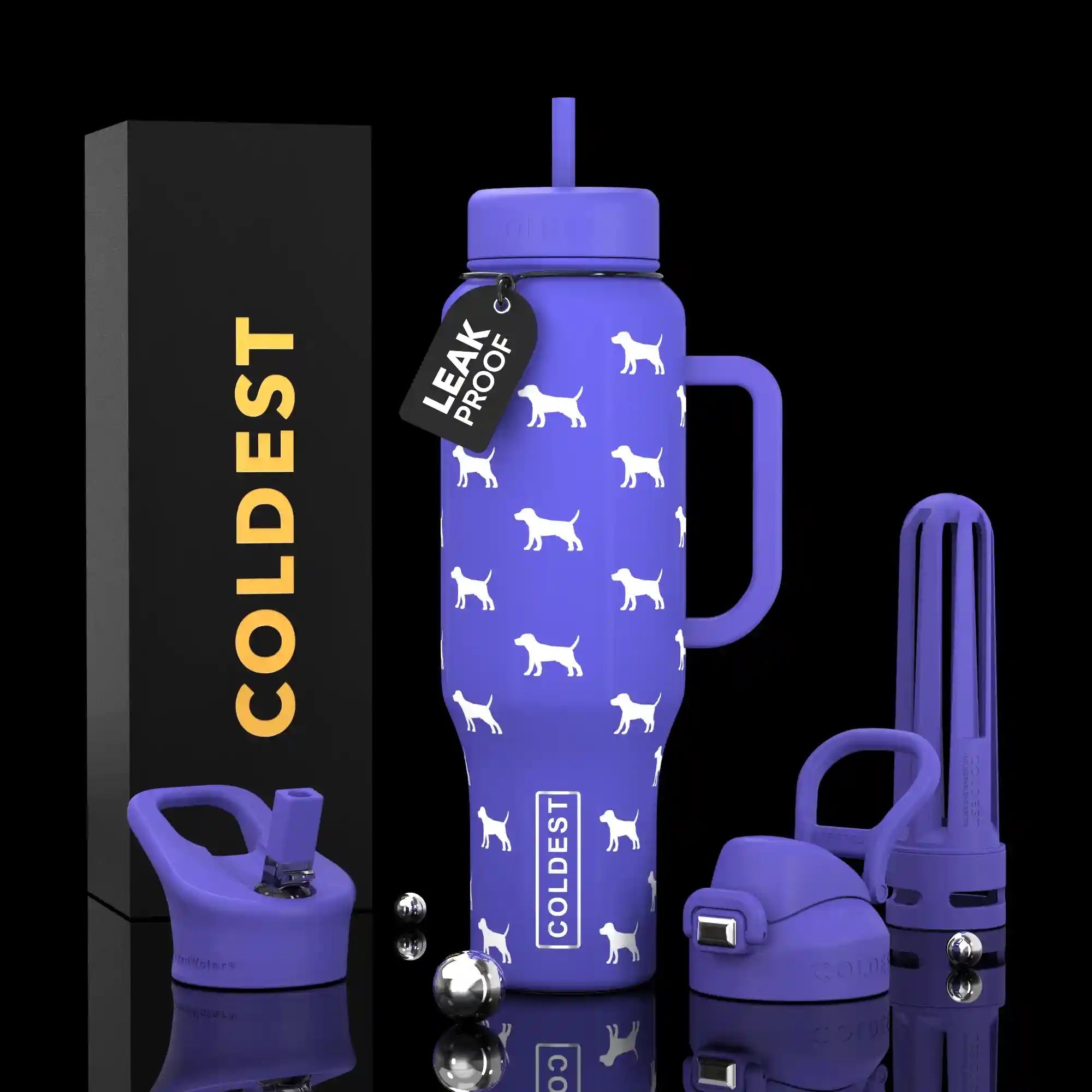 COLDEST 46oz Limitless™ Wasserflasche — 36+ Stunden kalt, 3 Deckel, Becherhalterfreundlich