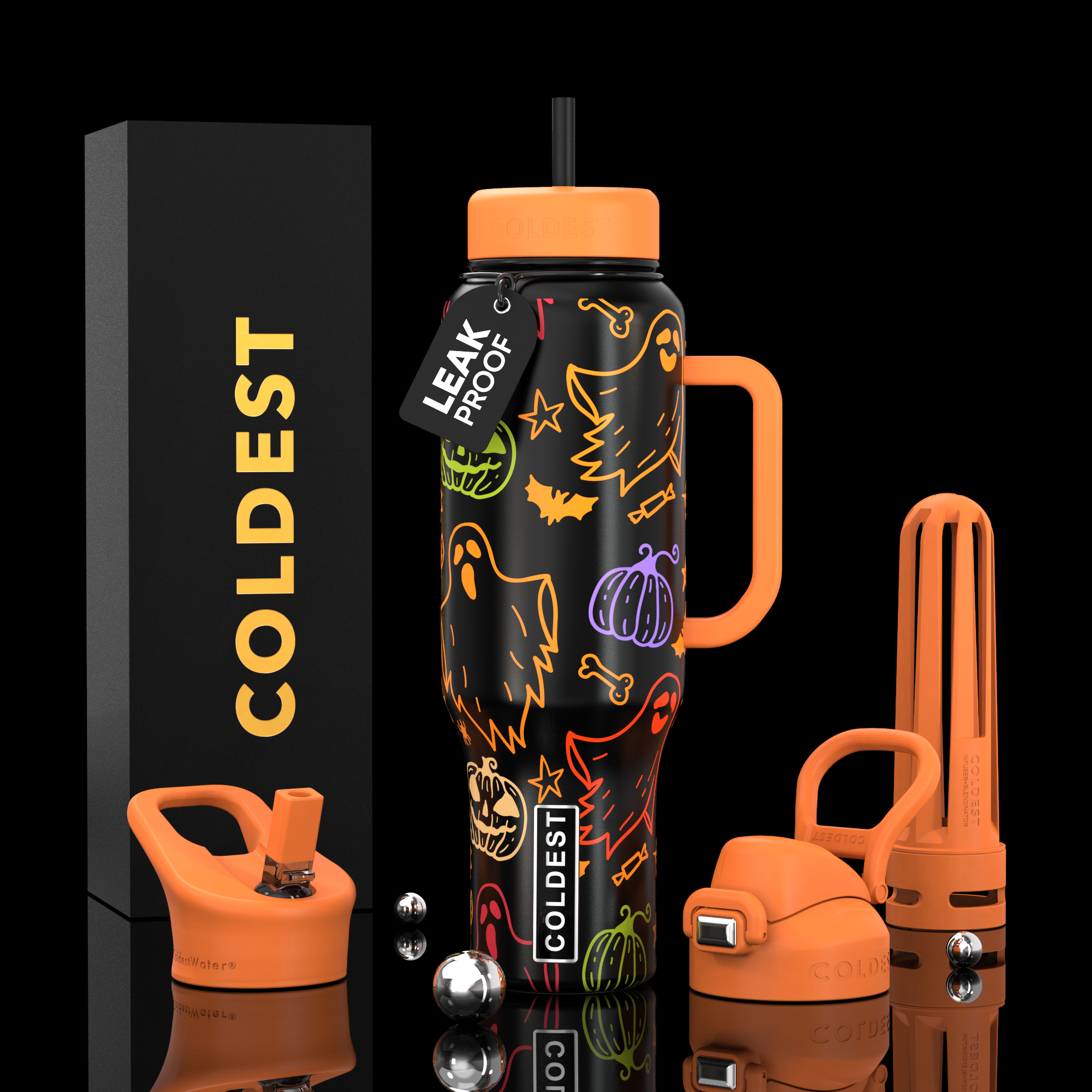 COLDEST 46oz Limitless™ Water Bottle — 36+ Hour Cold, 3 Lids, Cupholder Friendly