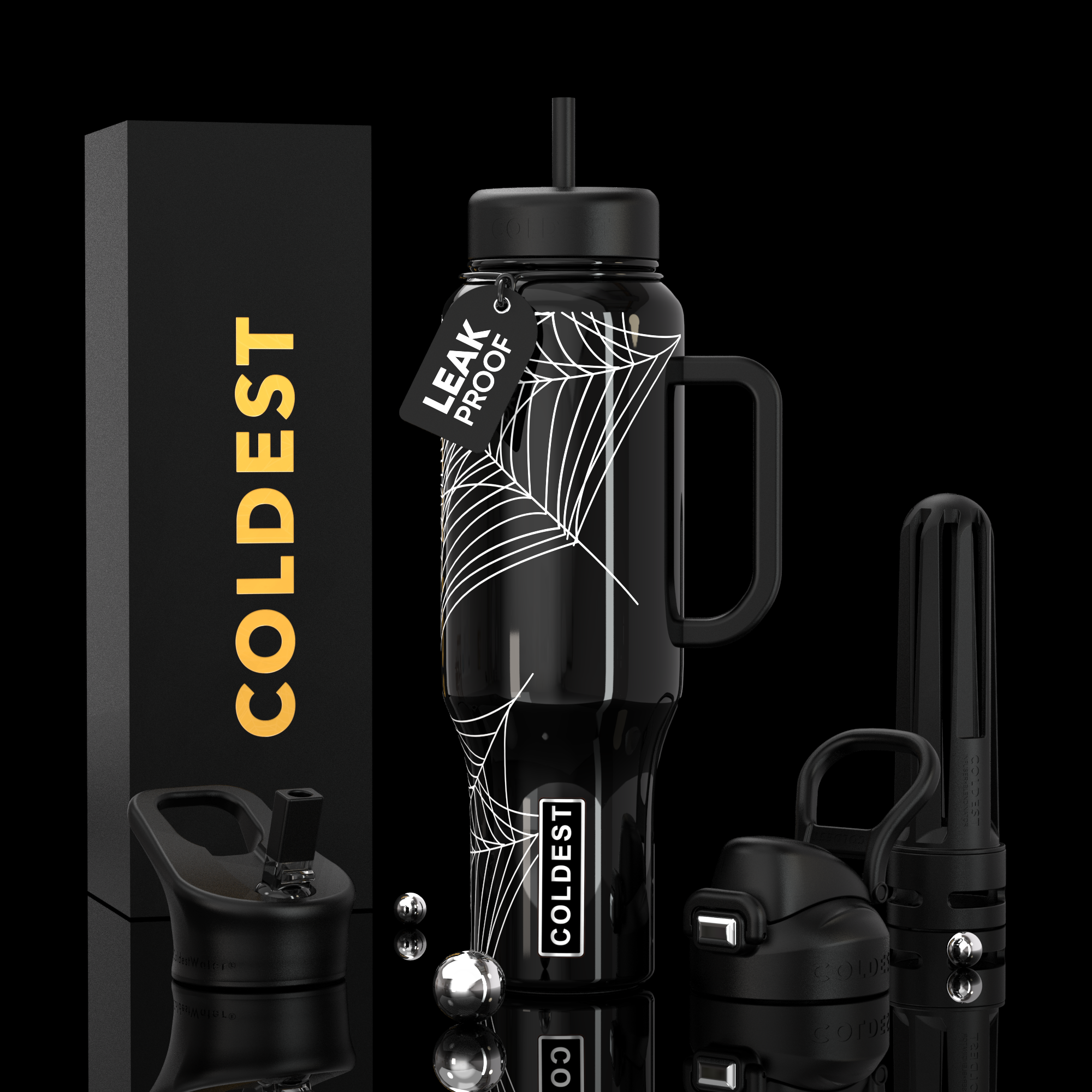 COLDEST 46oz Limitless™ Water Bottle — 36+ Hour Cold, 3 Lids, Cupholder Friendly