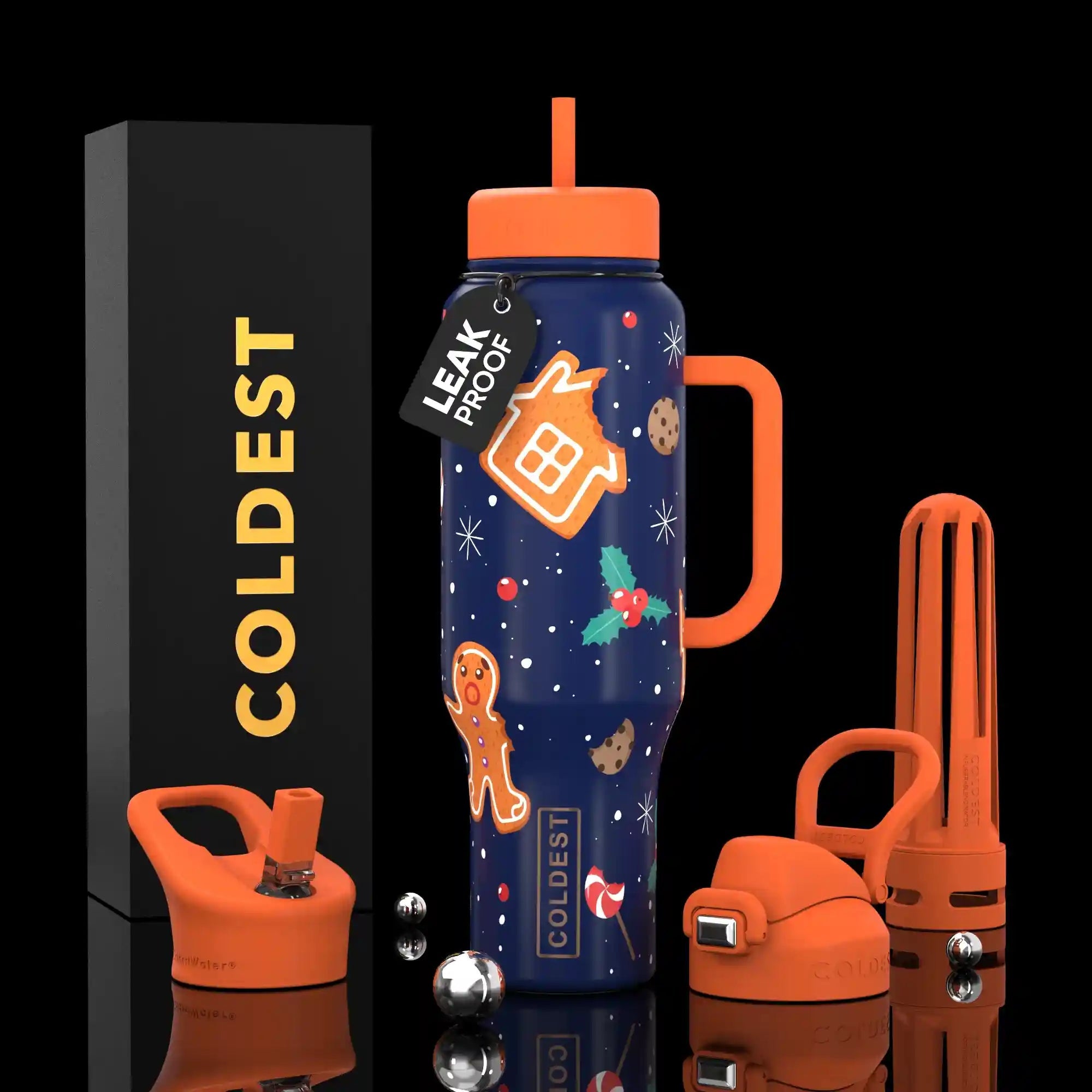 COLDEST 46oz Limitless™ Wasserflasche — 36+ Stunden kalt, 3 Deckel, Becherhalterfreundlich