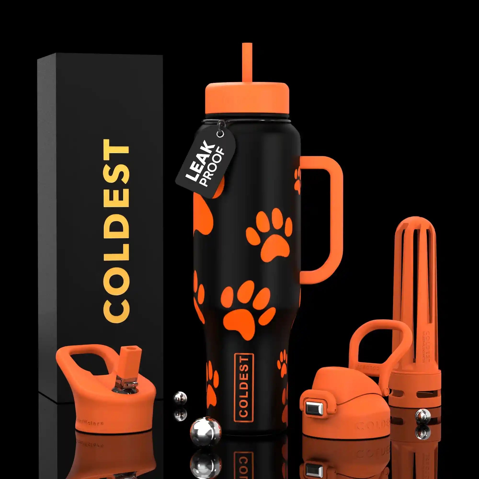 COLDEST 46oz Limitless™ Wasserflasche — 36+ Stunden kalt, 3 Deckel, Becherhalterfreundlich