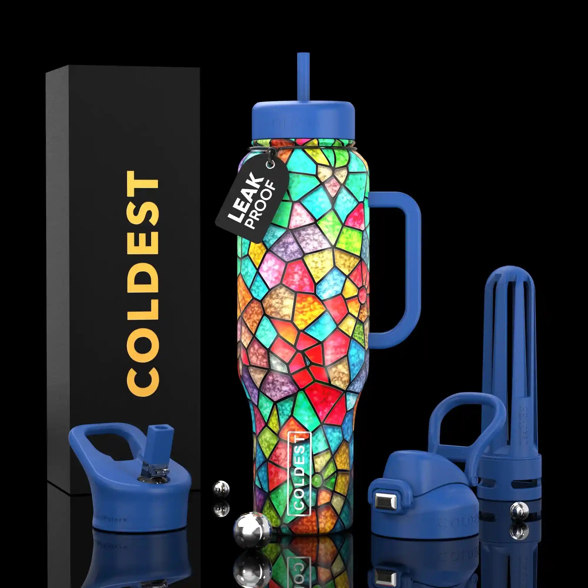 COLDEST 46oz Limitless™ Wasserflasche — 36+ Stunden kalt, 3 Deckel, Becherhalterfreundlich