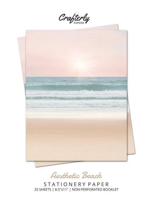 Aesthetic Beach Stationery Paper | 25 Sheets, 8.5×11" Cute Letter Writing Paper