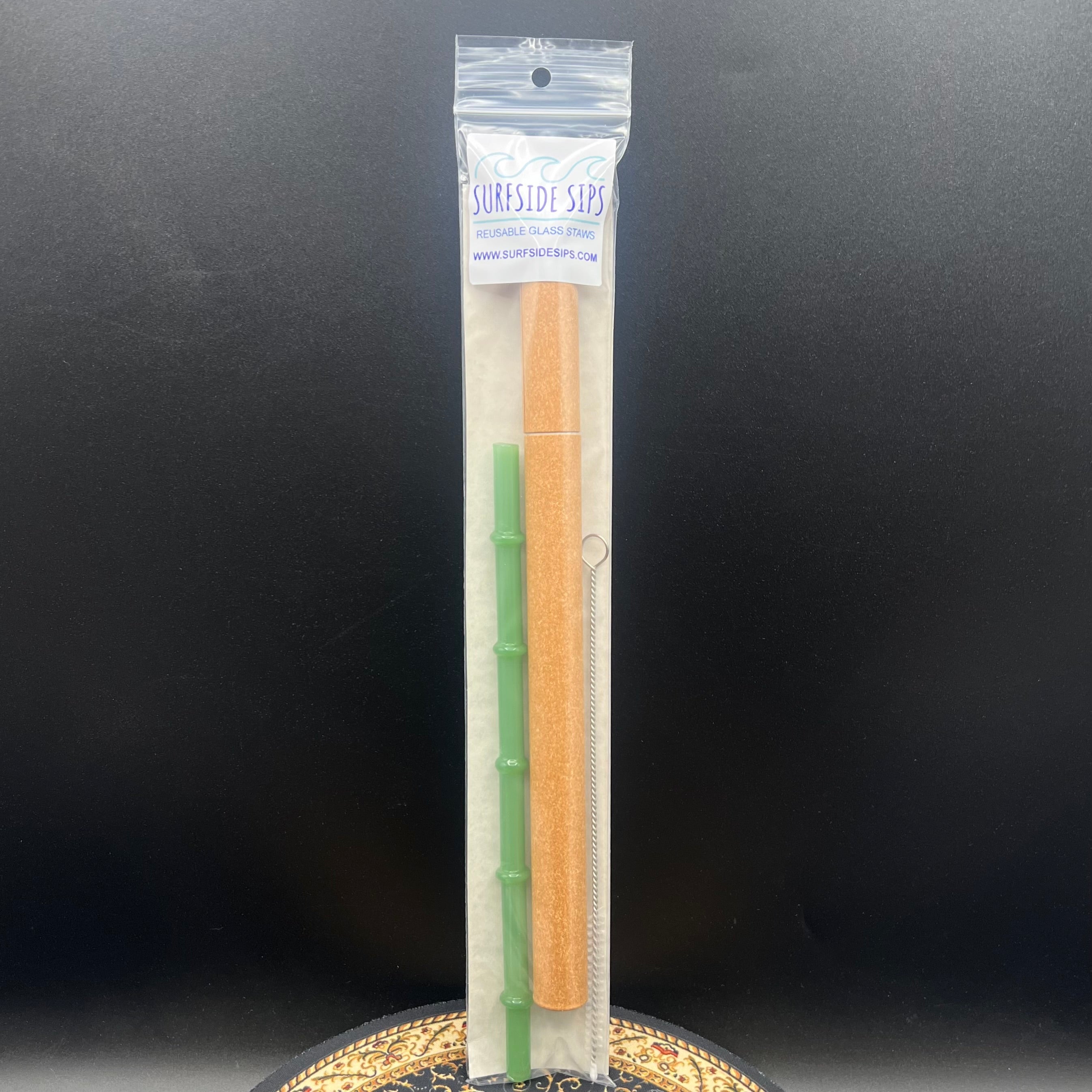Tiki Bamboo 8" Reusable Glass Straw Travel Kit – Eco-Friendly Bamboo-Inspired Drinkware