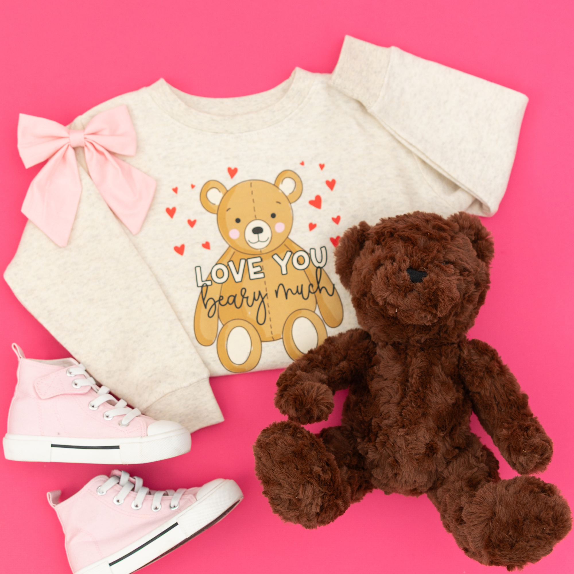 Love You Beary Much Kids Crewneck Sweatshirt – Toddler & Youth Pullover