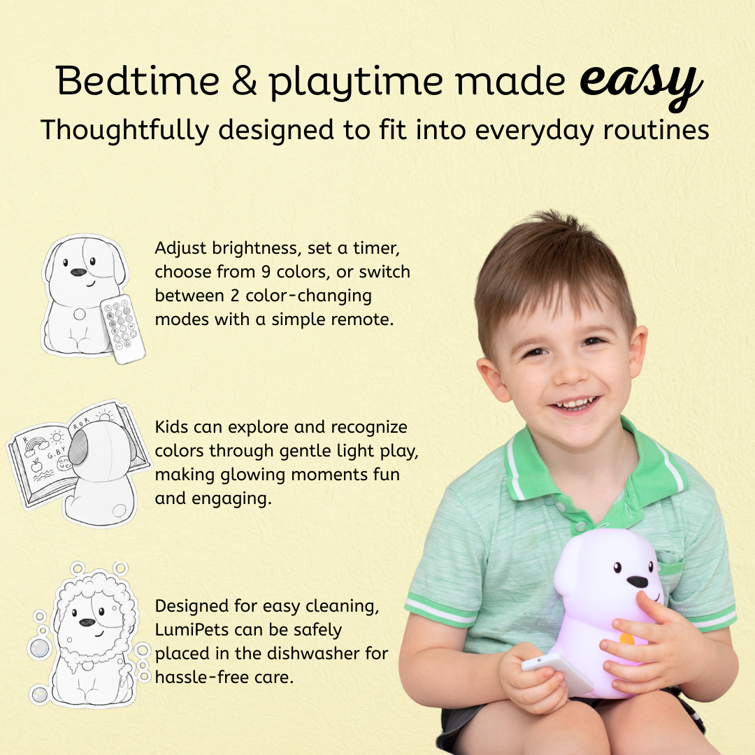 LumiPet Pepper – Puppy Night Light for Kids | Soft Silicone, 9 Colors, USB Rechargeable