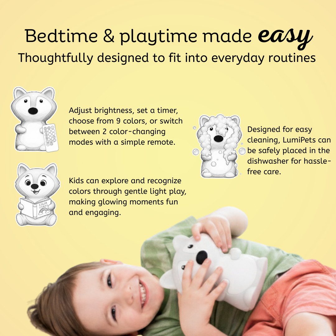 LumiPet Fiona the Fox Night Light – 9 Colors, USB Rechargeable | BPA-Free Silicone