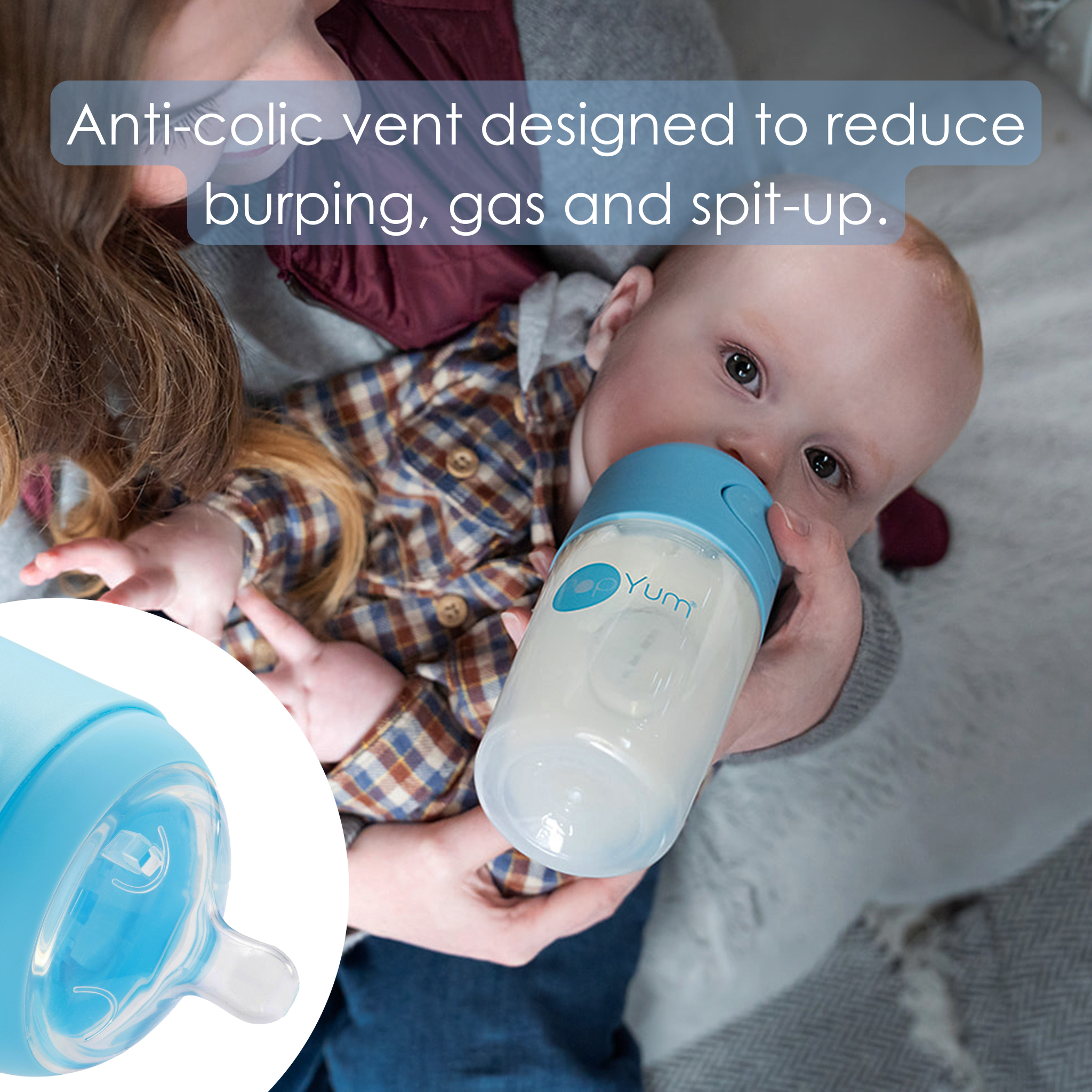 PopYum Baby Bottle Starter Set for Breast and Formula Feeding, 4-Pack, Blue, 2x 5oz Bottles (150ml) + 2x 9oz Bottles (260ml)