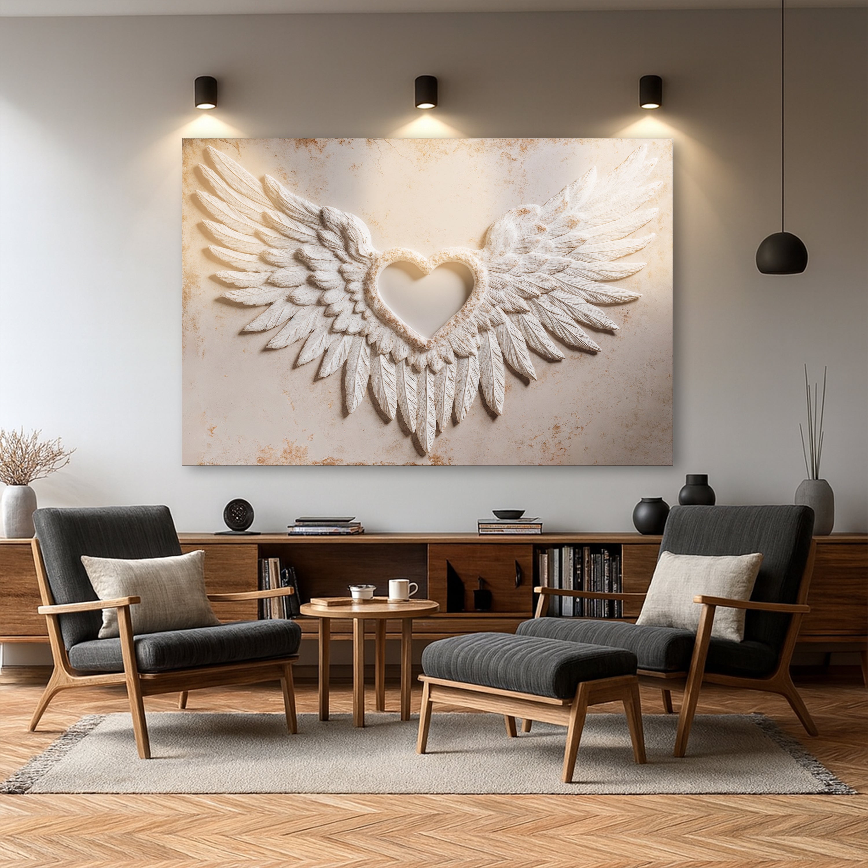 Wings of Love Abstract Canvas Wall Art II | Handcrafted | 3 Sizes | Ready to Hang