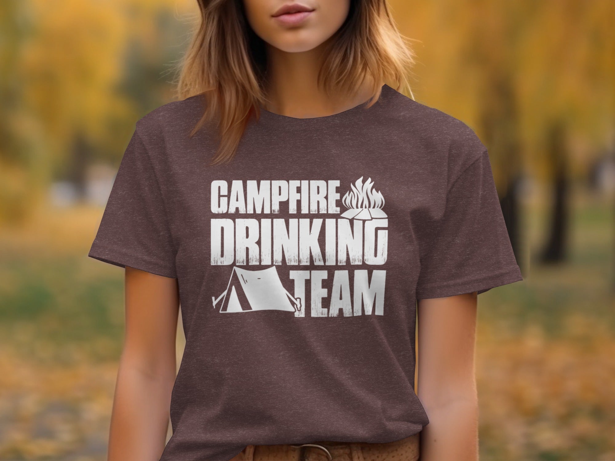 Campfire Drinking Team Tent Design Camping Adventure T-Shirt