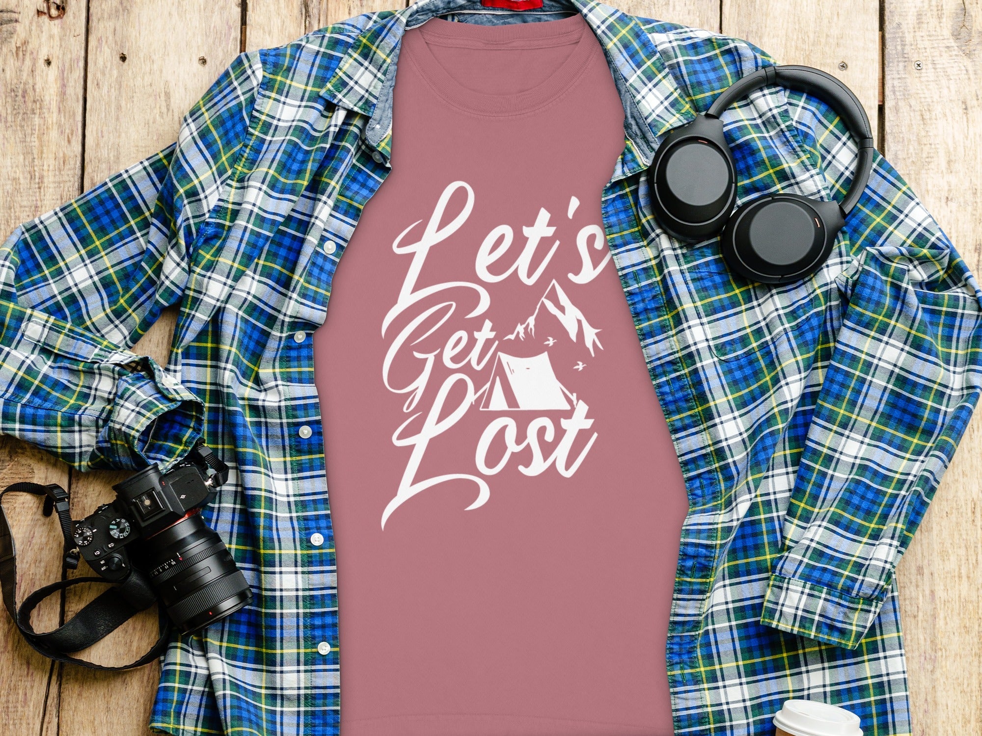Lets Get Lost Camp Tent Design on Adventure Sweatshirt