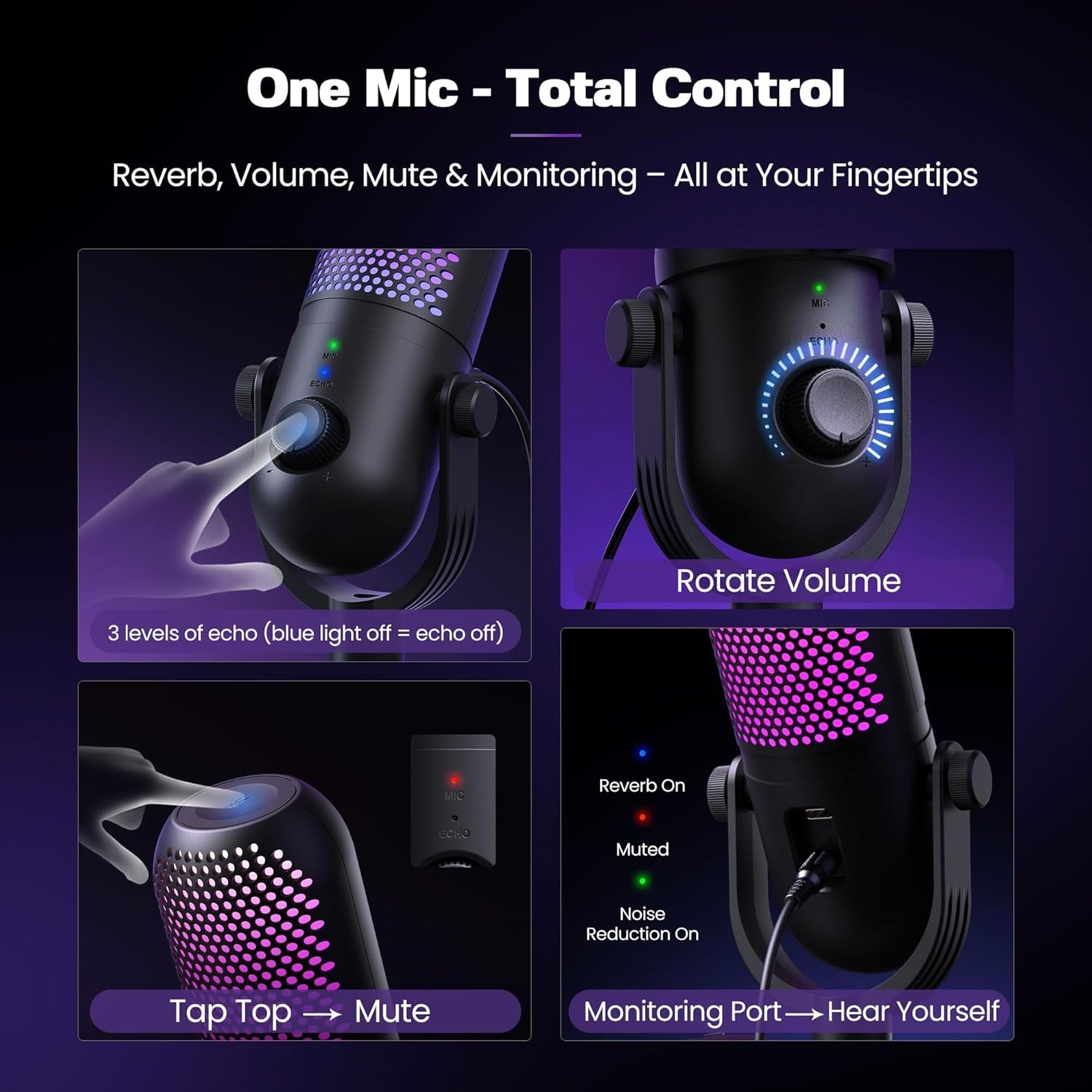 USB-Mikrofon für PC-Gaming: Kondensatormikrofon mit RGB