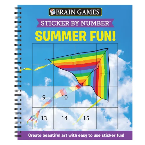 Brain Games Sticker by Number: Summer – 10 Fun Designs for Kids & Adults