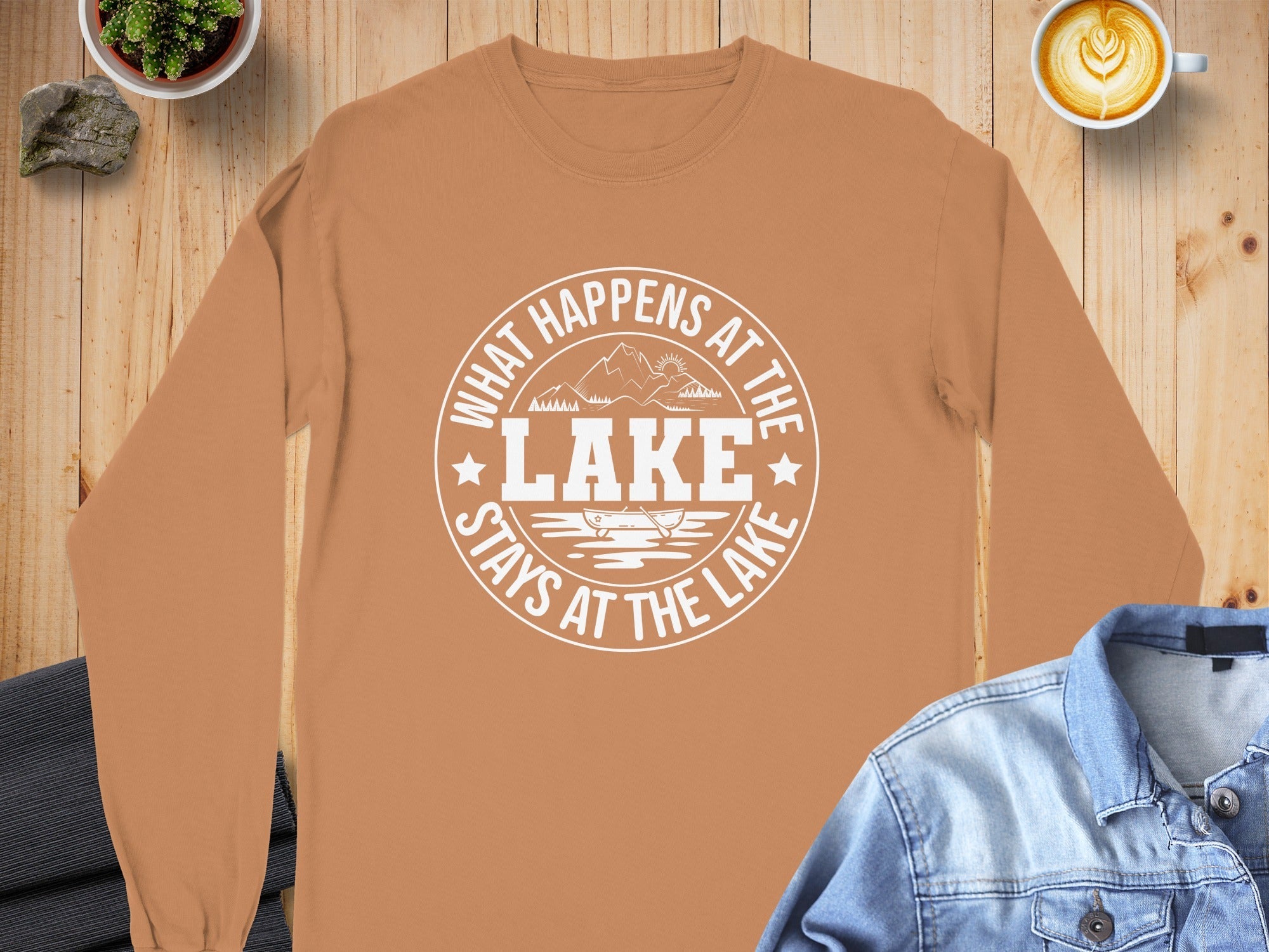 "What Happens At The Lake" Funny Lake Life Long Sleeve T-Shirt