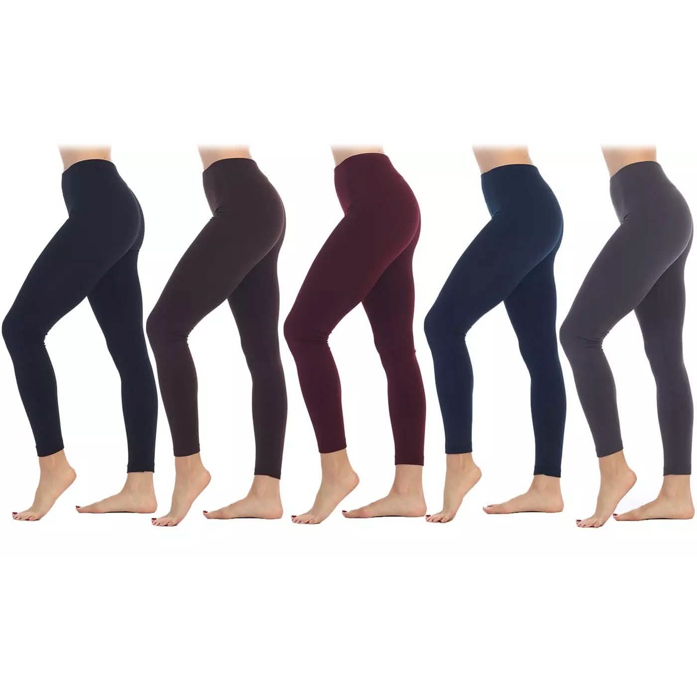 Women's Premium Fleece-Lined Leggings | 5-Pack | 3 Lengths | Regular & Plus Sizes