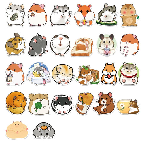 50 Hamster-Vinyl-Aufkleber – Wasserdichte niedliche Abziehbilder zur Dekoration