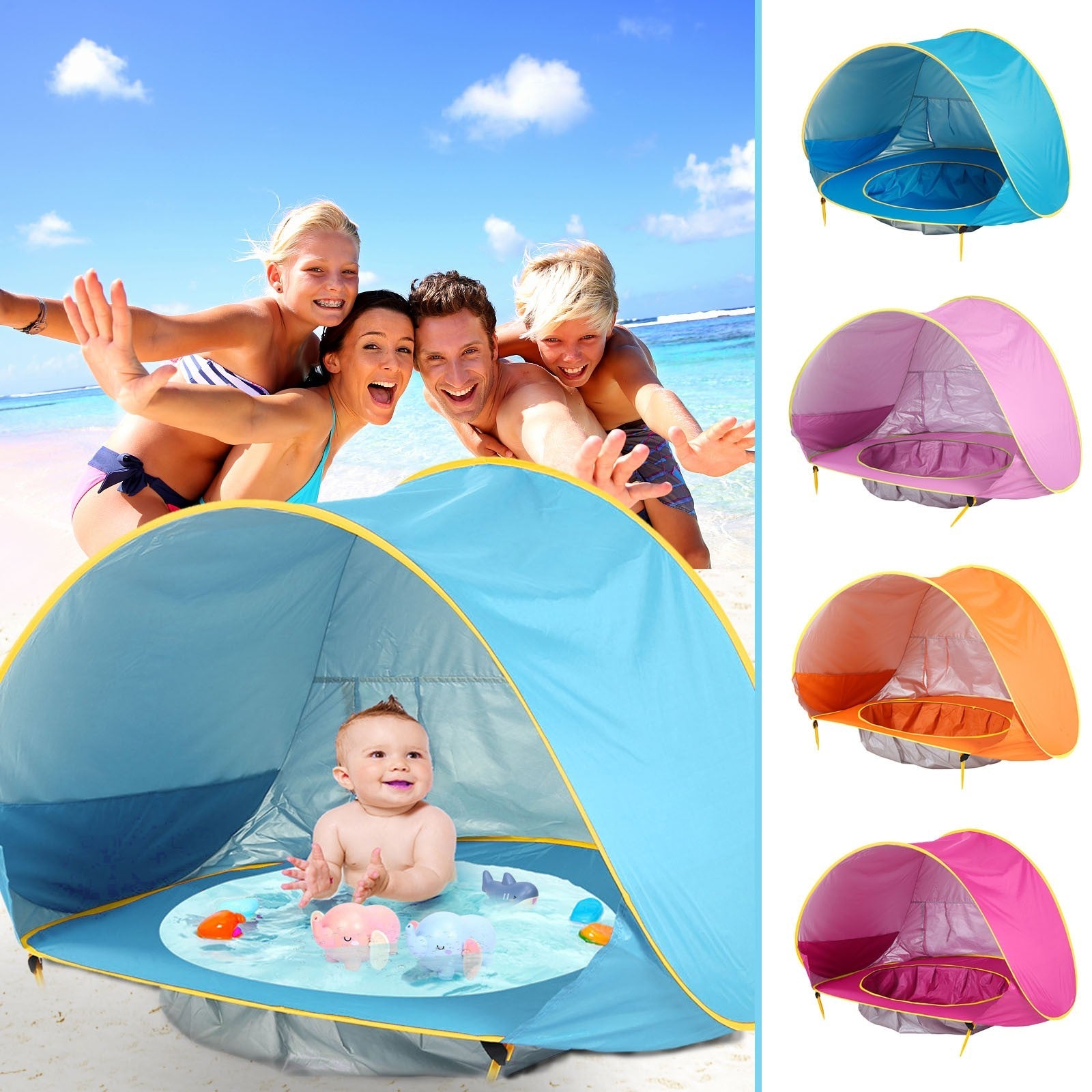 Kids Foldable Beach & Pool Splash Tent – UV Protection Play Tent for Boys & Girls