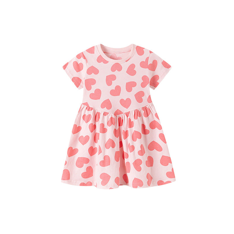 Mädchenkleid mit Herzchenmuster – Baumwolle & Tüll, 2–7 Jahre