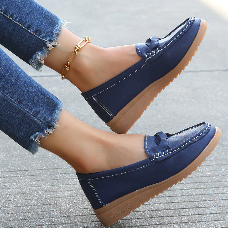Women's Woven Flat Shoes – PU Slip-On Round-Toe Casual Flats | 5 Colors