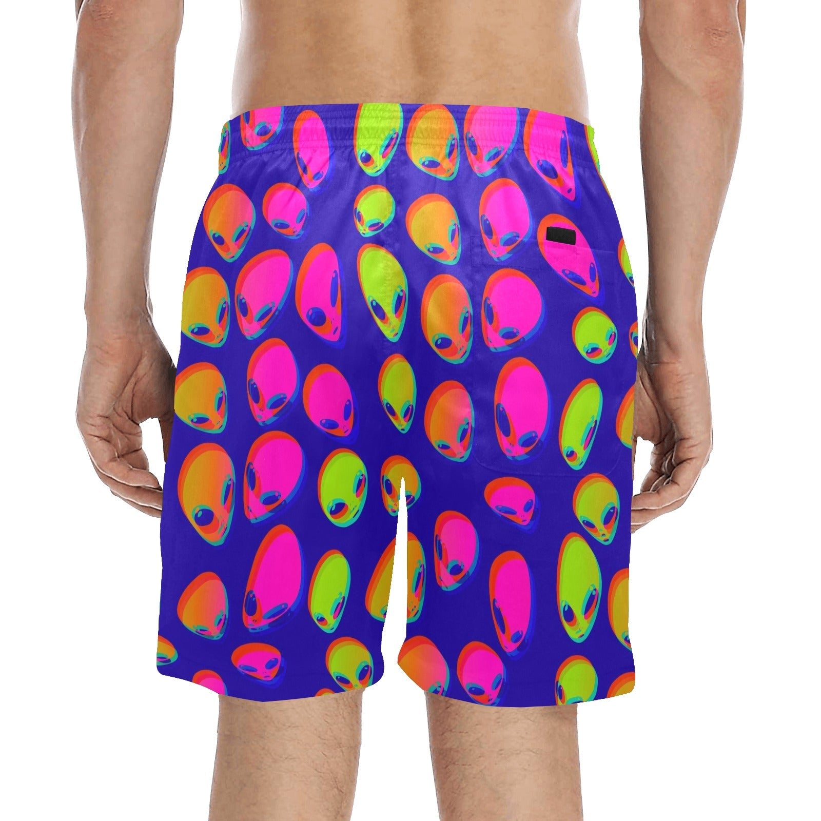 Men's Neon Alien Blast Swim Shorts – Bold Sci-Fi Beach Style